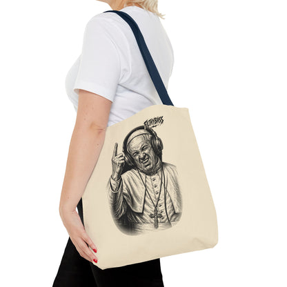 The Pope Blesses the Drop - FILTHYBASS - Tote Bag - Cream with Navy Handles