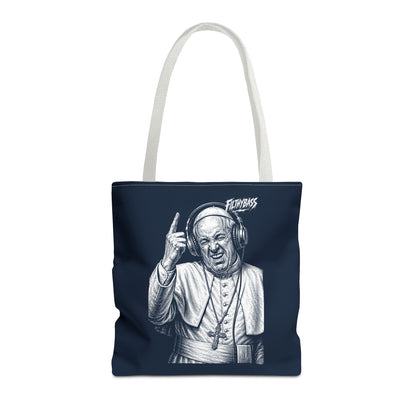 The Pope zegent de drop - FILTHYBASS - Tote Bag - Marineblauw met witte hengsels
