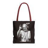 The Pope Blesses the Drop - FILTHYBASS - Tote Bag - Black with Red Handles