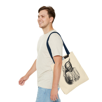 The Pope Blesses the Drop - FILTHYBASS - Tote Bag - Cream with Navy Handles