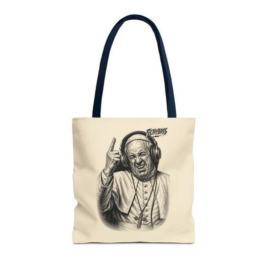 The Pope Blesses the Drop - FILTHYBASS - Tote Bag - Cream with Navy Handles