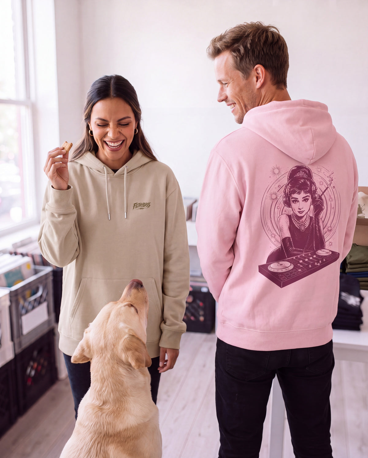 Audrey Hepburn stays unmoved on Bass - FILTHYBASS - Organic Hoodie - Earth & Gold Print — lifestyle