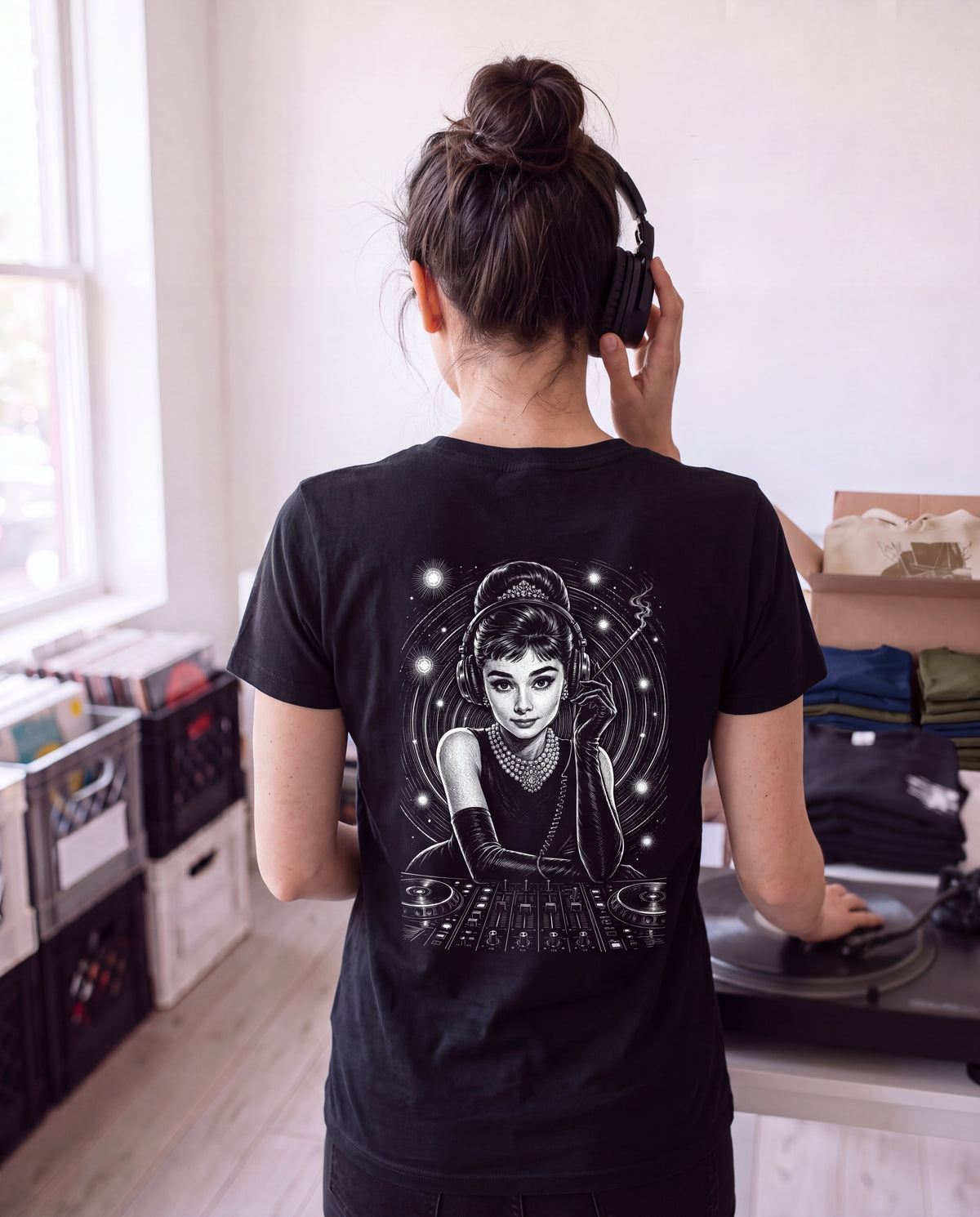 Audrey Hepburn Keeps It Straight - FILTHYBASS - V-Neck Shirt — lifestyle