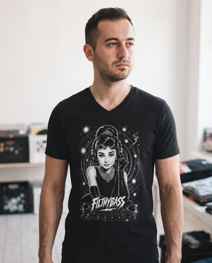 Audrey Hepburn stays unmoved on Bass - FILTHYBASS - V-Neck Shirt — lifestyle