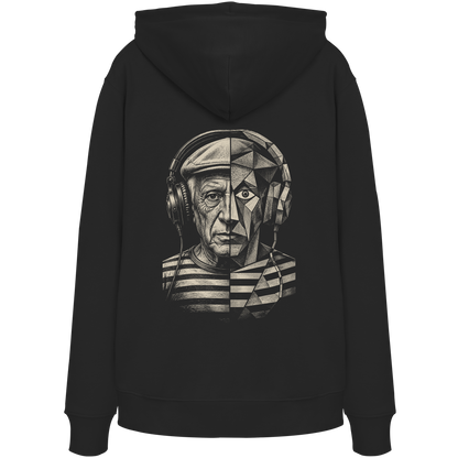 Pablo Picasso Went Half Cubist at the Drop - FILTHYBASS - Organic Hoodie - Cream Print on Black