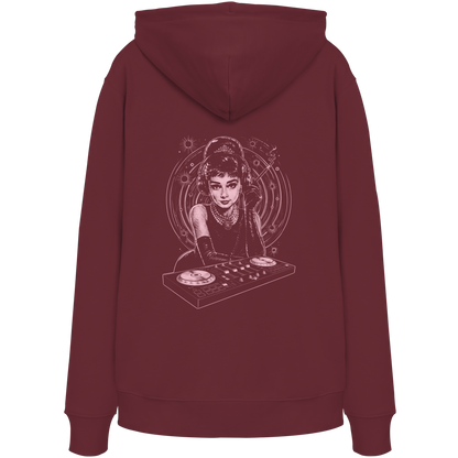 Audrey Hepburn blijft onaangedaan - FILTHYBASS - Organic Hoodie - Print in roze op bordeauxrood