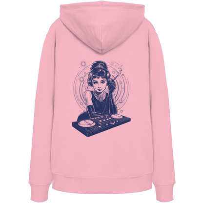 Audrey Hepburn blijft onaangedaan - FILTHYBASS - Organic Hoodie - Print in marineblauw op roze