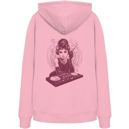 Audrey Hepburn blijft onaangedaan - FILTHYBASS - Organic Hoodie - Print in bessenrood op roze
