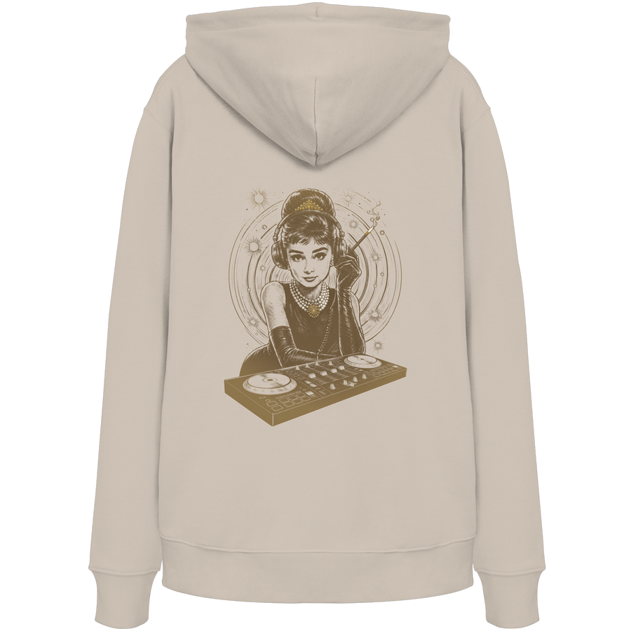 Audrey Hepburn stays unmoved on Bass - FILTHYBASS - Organic Hoodie - Earth & Gold Print