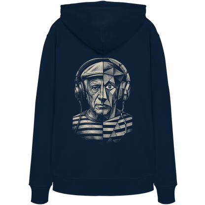 Pablo Picasso Went Half Cubist at the Drop - FILTHYBASS - Organic Hoodie - Cream Print on Navy