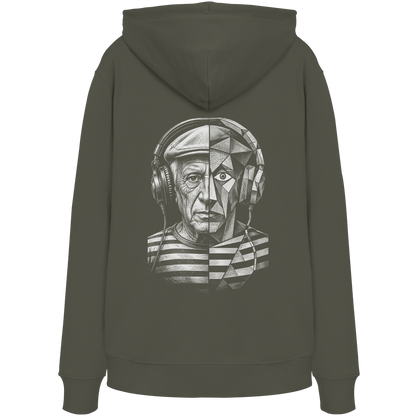 Pablo Picasso ging half kubistisch bij de drop - FILTHYBASS - Organic Hoodie - Print in wit op kakigroen