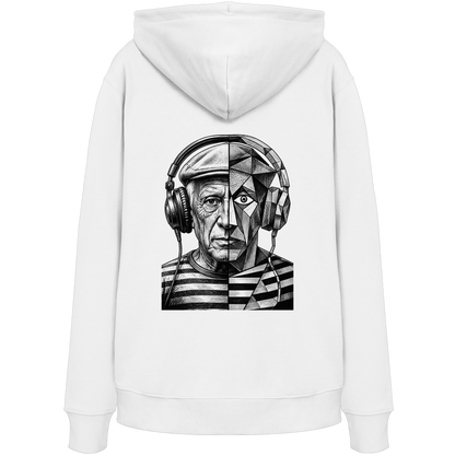 Pablo Picasso Went Half Cubist at the Drop - FILTHYBASS - Organic Hoodie - Black Print on White