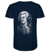 Amadeus Mozart keurt het goed - FILTHYBASS - V-Neck Shirt - Print in wit op marineblauw