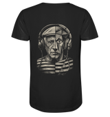 Pablo Picasso ging half kubistisch bij de drop - FILTHYBASS - V-Neck Shirt - Print in crème op zwart