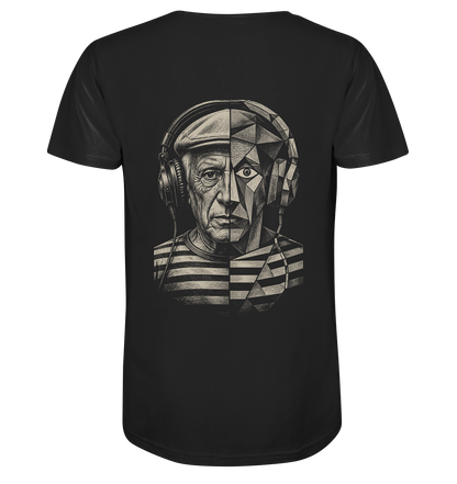 Pablo Picasso ging half kubistisch bij de drop - FILTHYBASS - V-Neck Shirt - Print in crème op zwart