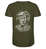 Pablo Picasso ging half kubistisch bij de drop - FILTHYBASS - V-Neck Shirt - Print in wit op kakigroen