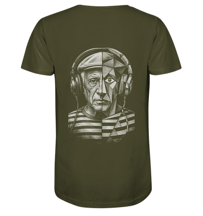 Pablo Picasso ging half kubistisch bij de drop - FILTHYBASS - V-Neck Shirt - Print in wit op kakigroen