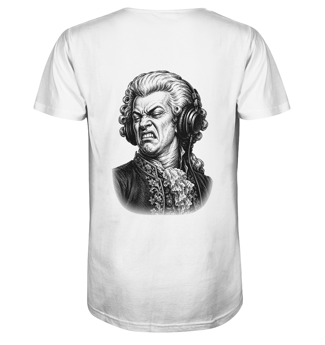 Amadeus Mozart keurt het goed - FILTHYBASS - V-Neck Shirt - Print in zwart op wit