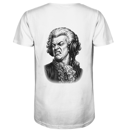 Amadeus Mozart keurt het goed - FILTHYBASS - V-Neck Shirt - Print in zwart op wit