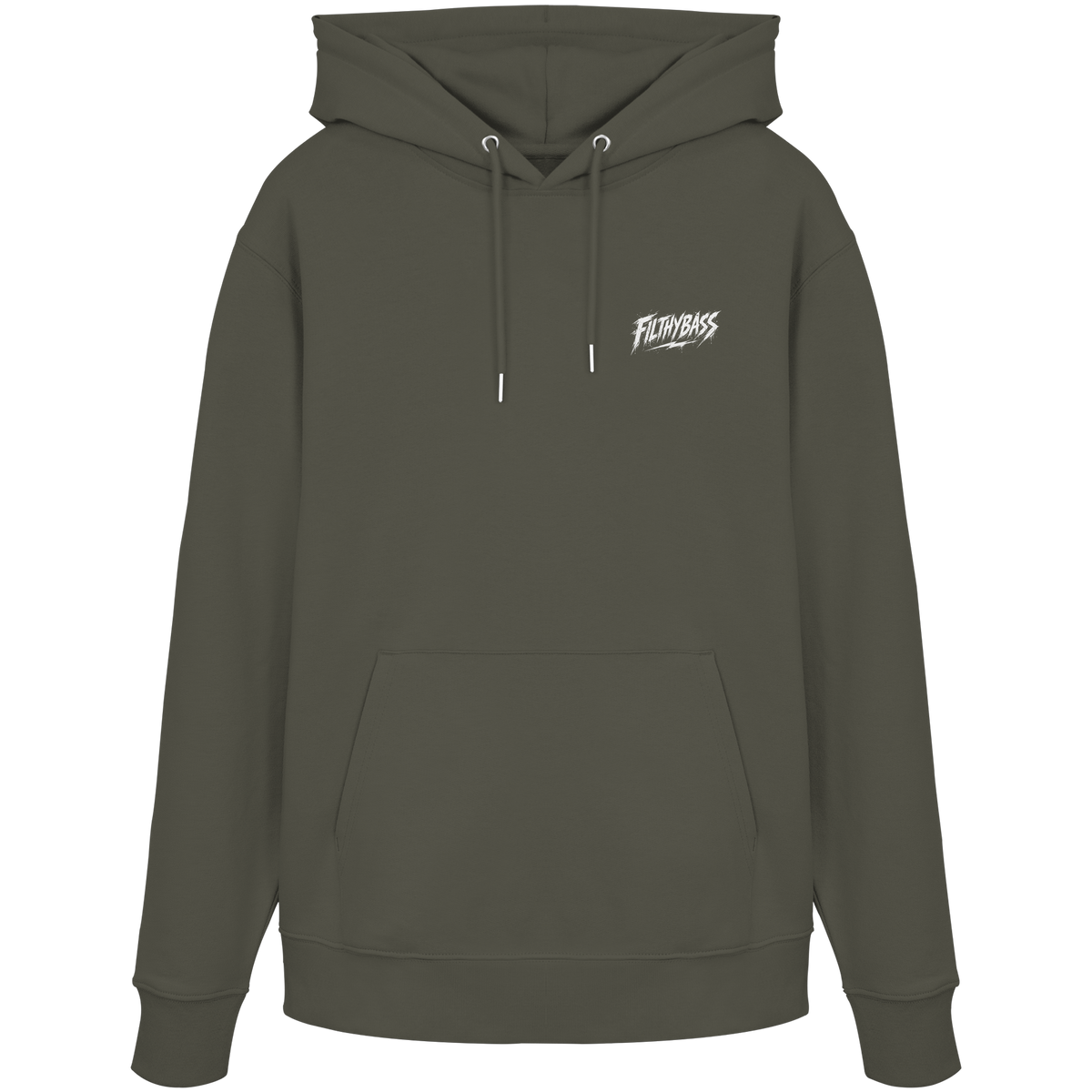 Pablo Picasso ging half kubistisch bij de drop - FILTHYBASS - Organic Hoodie - Print in wit op kakigroen