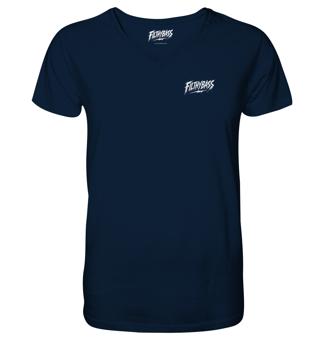 Front of the shirt, with the FILTHYBASS label inside the neck