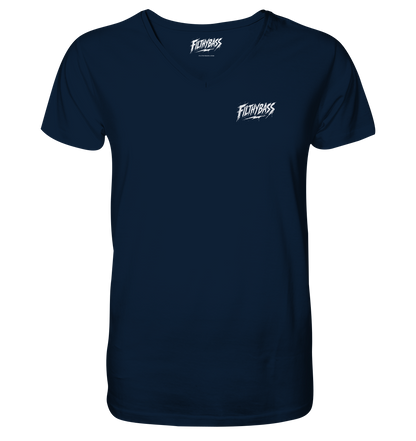 Front of the shirt, with the FILTHYBASS label inside the neck
