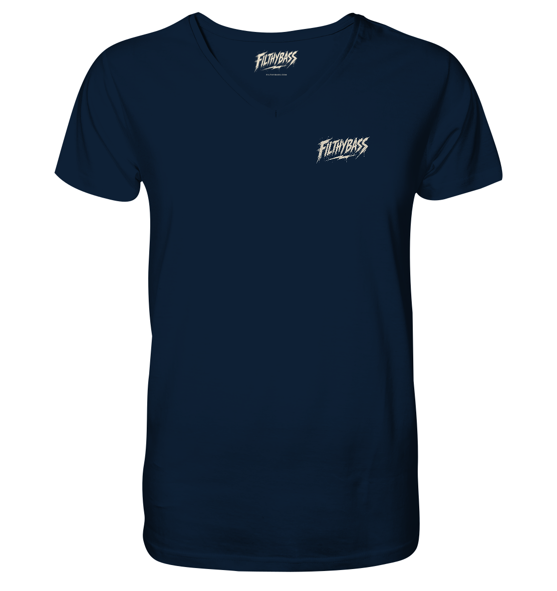 Front of the shirt, with the FILTHYBASS label inside the neck