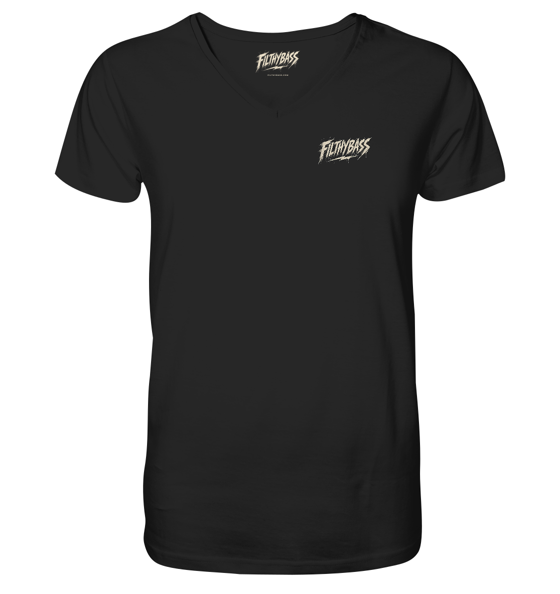 Front of the shirt, with the FILTHYBASS label inside the neck