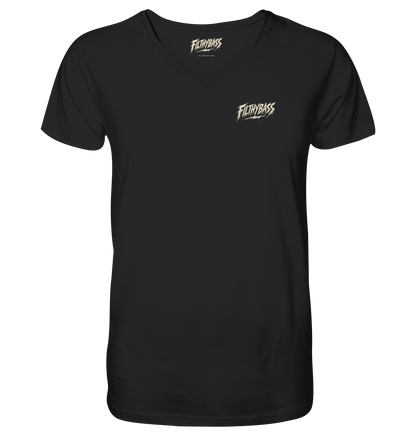 Front of the shirt, with the FILTHYBASS label inside the neck