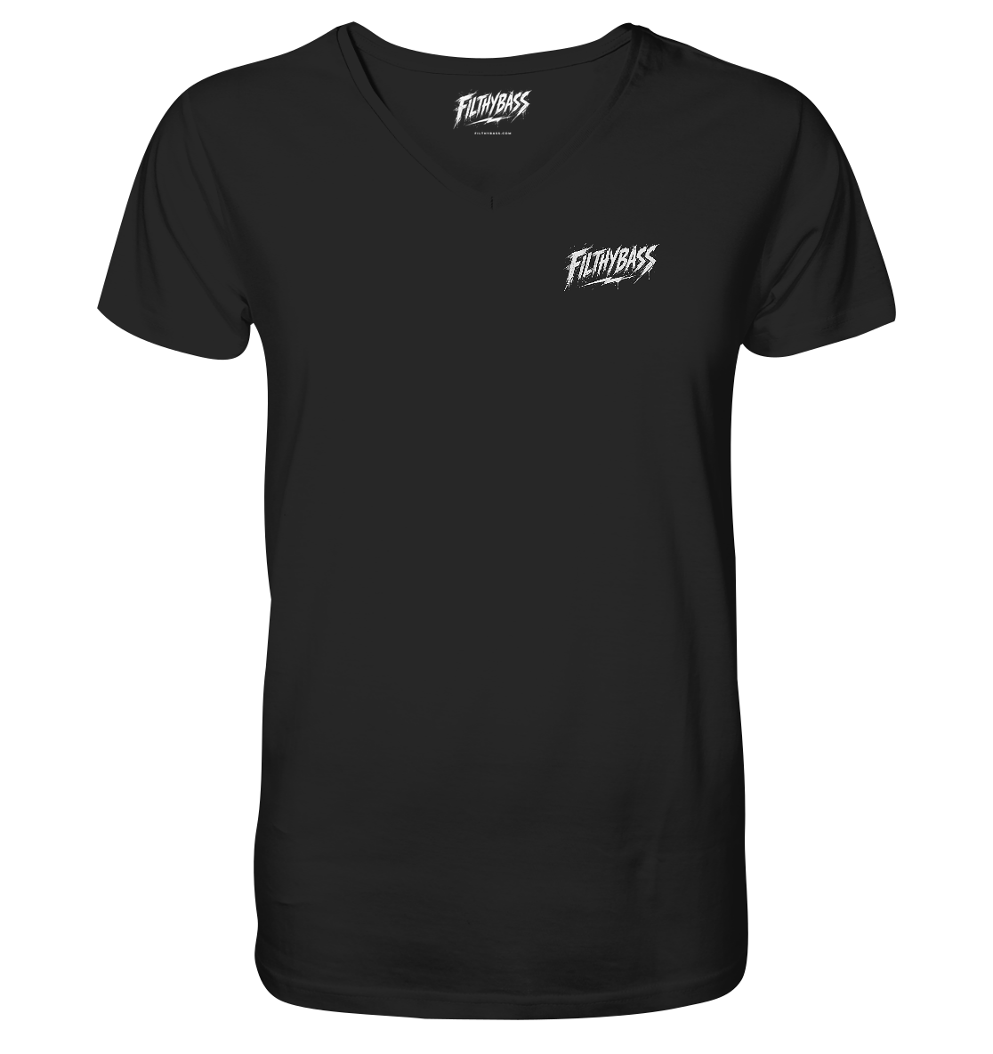 Front of the shirt, with the FILTHYBASS label inside the neck
