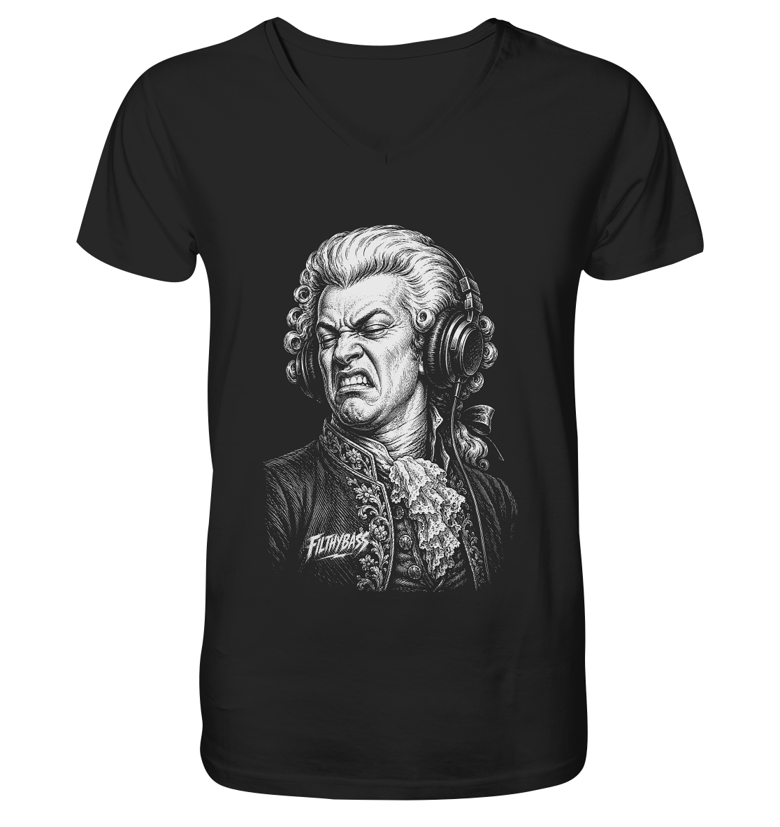 SHIRTIGO - Amadeus Mozart Approves - FILTHYBASS - V-Neck Shirt