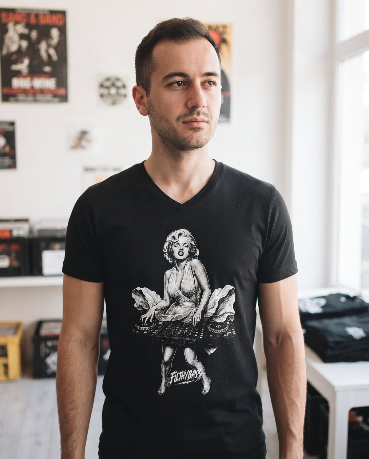 Marilyn Droppin Bass - FILTHYBASS - V-Neck Shirt — lifestyle