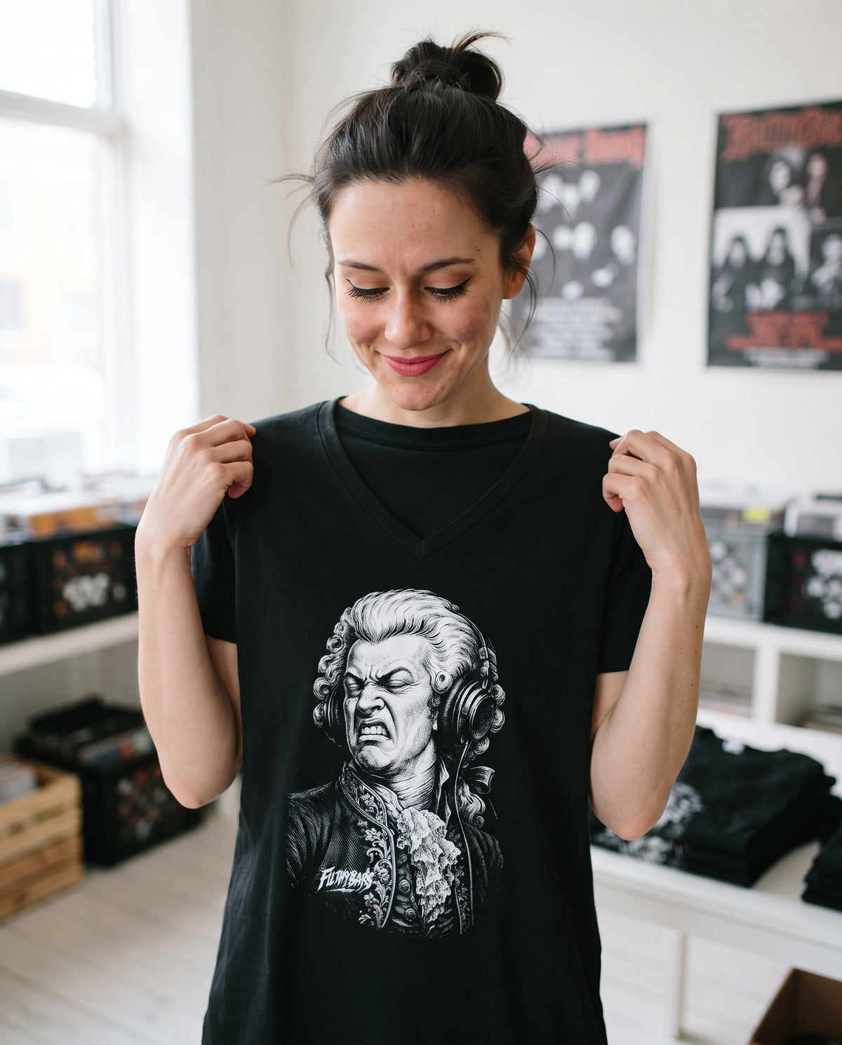 Amadeus Mozart Approves - FILTHYBASS - V-Neck Shirt — lifestyle
