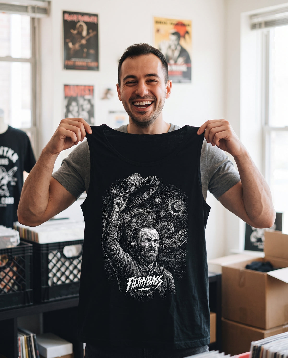 Vincent Van Gogh goes Starry Eyes - FILTHYBASS - Tanktops